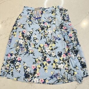 Ted Baker NEW Womens L Skirt Blue Floral Pull On Cottagecore Coquette Whimsical